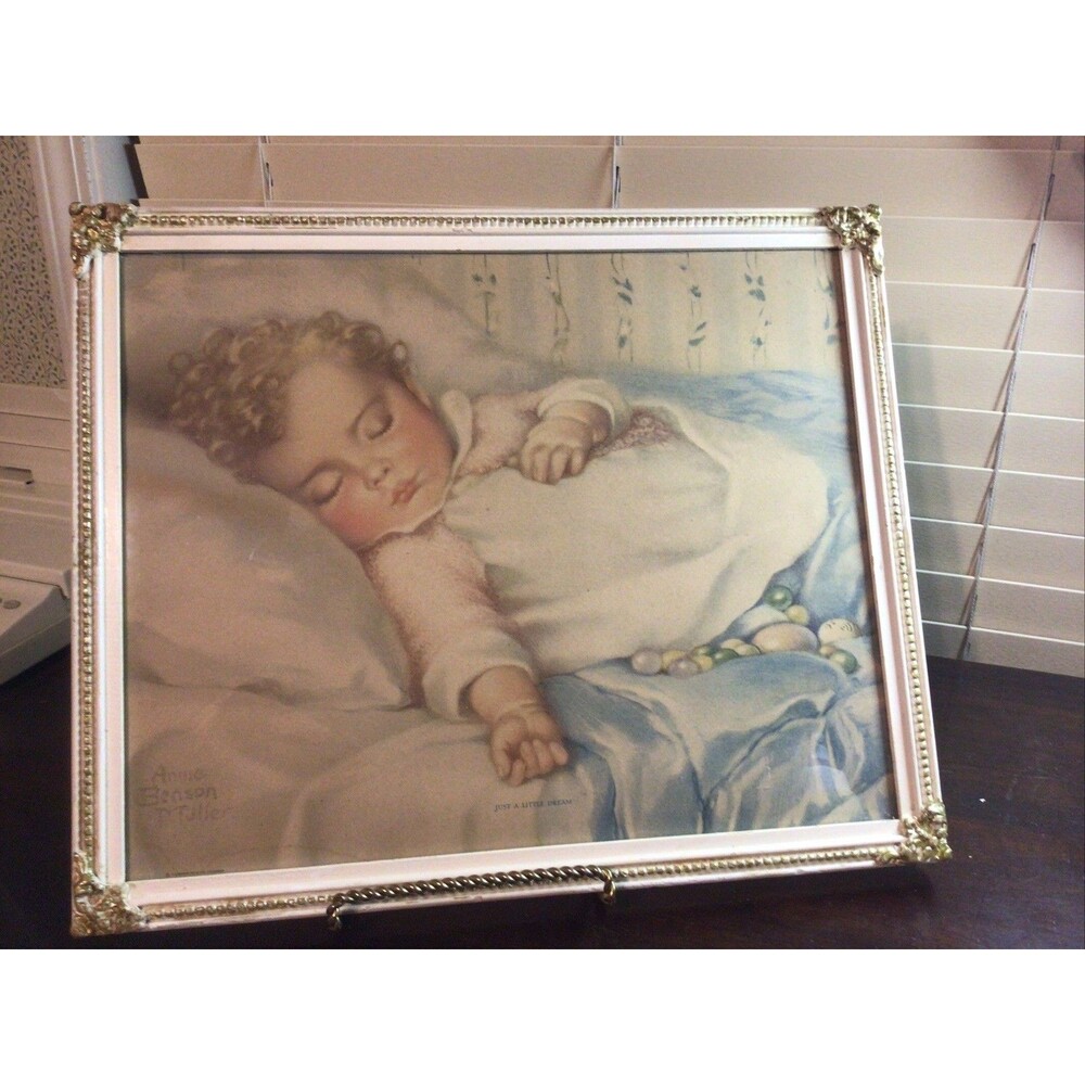 Vintage Annie Benson Muller child art print: "Just A Little Dream" 14.25 X 17